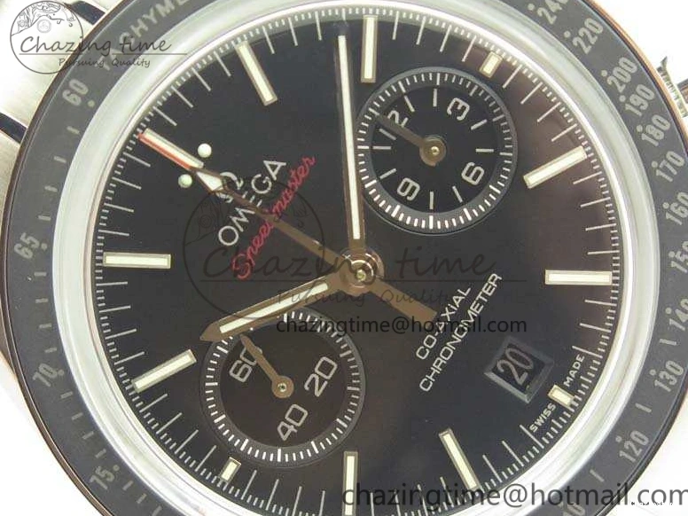 0306 TechFriendly SpeedMaster MoonWatch SS OMF 1:1 Best Edition Black Red Dial On SS Bracelet A9300 V 8092